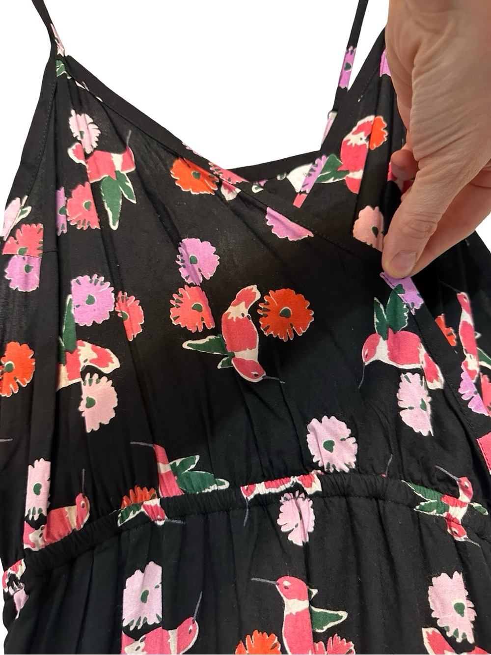 Emerson Fry India Collection Bird Floral Midi Dress Boho Wrap Sundress SZ Medium - Picture 6 of 15